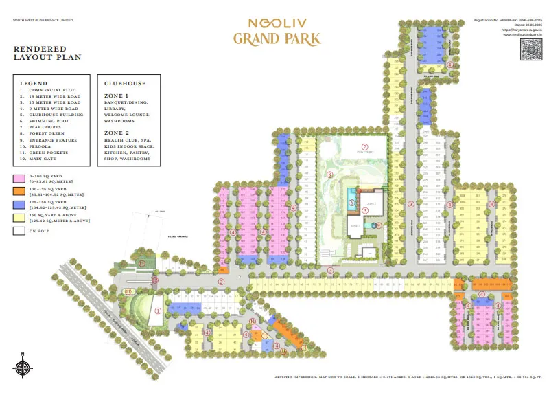 Neoliv Grand Park master plan with plots and internal roads in Kundli Sonipat