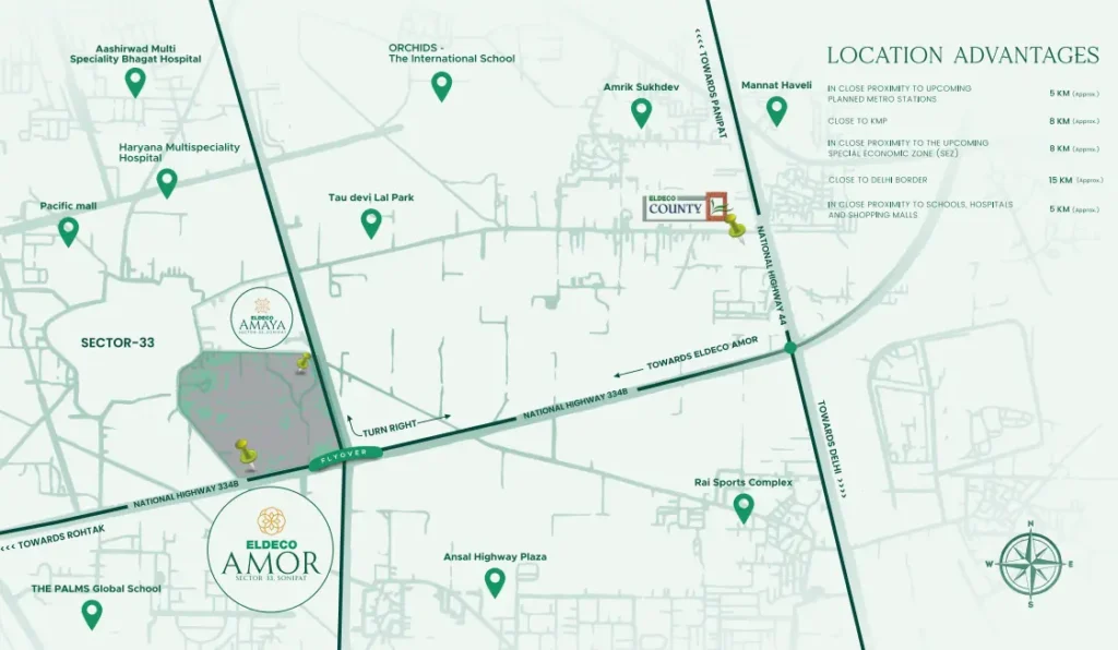 Eldeco Amor location map Sector 33 Sonipat