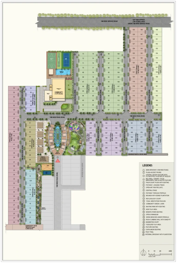 Royal Green County master plan with 208 residential plots, clubhouse, and internal roads in Kundli Sonipat