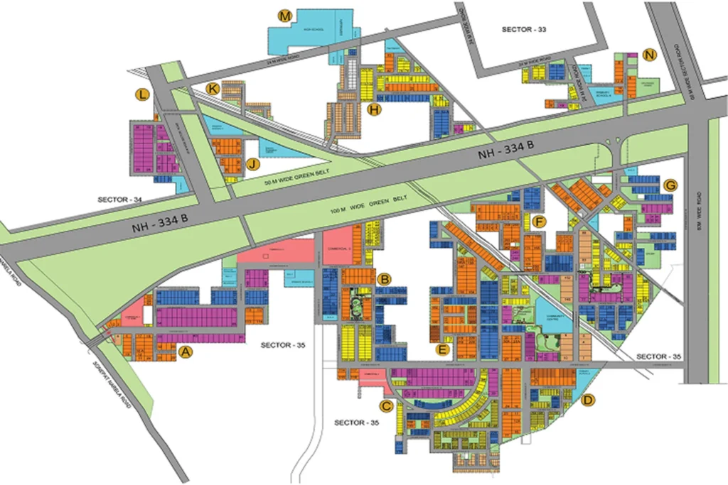 Jindal Global City master plan for Sectors 33 34 and 35