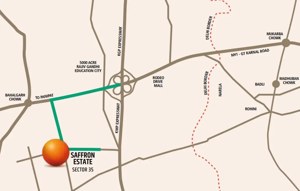 Saffron Estate location map Sector 35 Sonipat