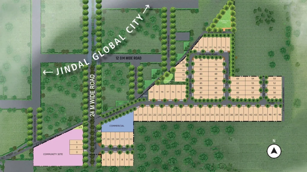 Saffron Estate site plan Sector 35 Sonipat with plot layout