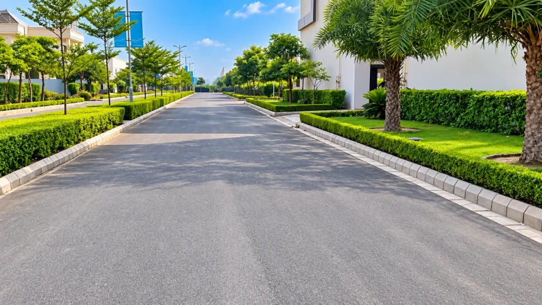 Landscaped internal road at Jindal Global City Sonipat