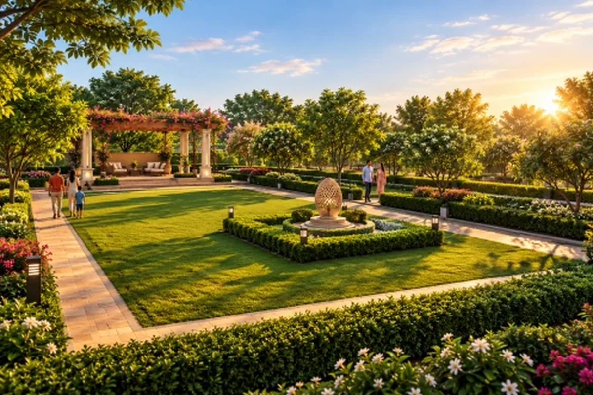 Landscaped garden at Godrej Green Estate, Sonipat